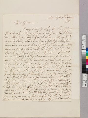 Leigh of Stoneleigh, Thomas Leigh, Baron, 1713-1749. Letter to Theophilus Leigh, 1693-1785