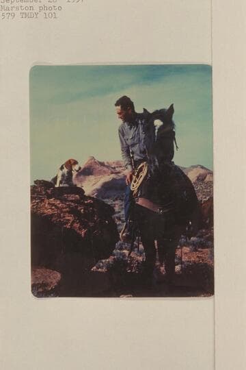 Tom Daly and his dog, Philip.  Trail from Rainbow Bridge to Surprise Valley