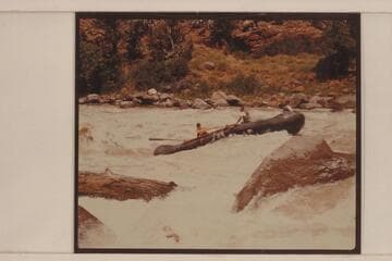 One of the Hatch boloneys in Hells Half Mile. The oarsman in front is Roger Pheffer. The other oarsman is Mark Garl