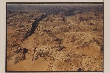 Graben southeast of the Junction. The long narrow graben at left is Cyclone Canyon. At upper right is Red Lake or Butler Canyon showing a wide wash which turns into the narrower canyon to the right