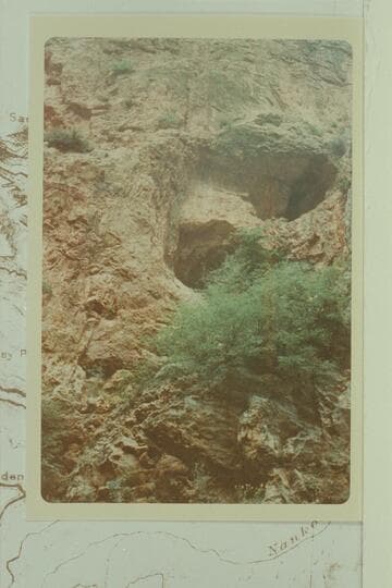 Cave in east wall of access ravine. Kibbey Butte