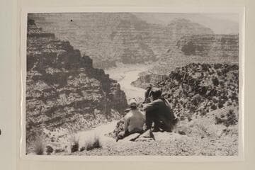 Millie Baker and Charles Larabee looking down on the Green River near Snap Canyon. Snap Canyon is at Mile 51.3 right