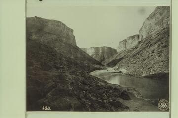 National Archives No. 5935. Down Marble Canyon from Mile 12 showing at lower right where Frank Mason Brown was drowned 1889, July 10