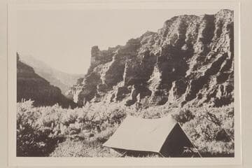 Camp of the French Trio in Cataract Canyon. Probably down near mouth of Gypsum Canyon