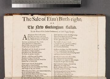 The sale of Esau's birth-right or The New Buckingham ballad, to the tune of the London gentlewoman, or Little Peggey Ramsey