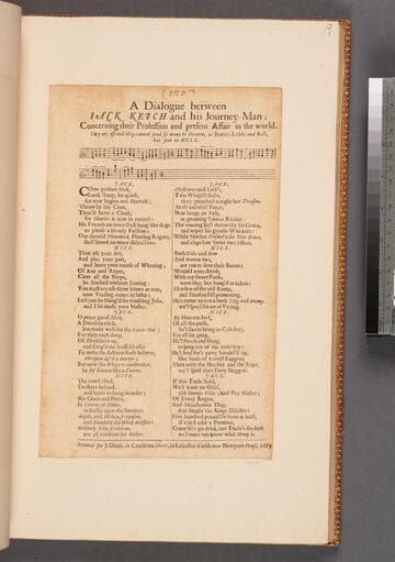 A dialogue between Iack Ketch and his journey-man concerning their profession and present affair in the world. They are affraid they cannot send so many to heaven, as Baxter, Lobb, and Bull, has sent to hell