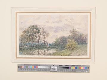 Figures by a Pond