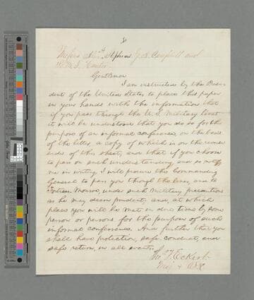 Thomas T. Eckert letter to Alexander H. Stephens, John A. Campbell, and R.M.T. Hunter
