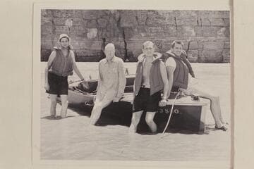 The crew of the "Boo" at Paria Riffle. Left to right: Guy Forcier; Joe Desloge; Joe Desloge; Frank Poettgen