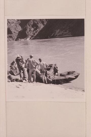 Part of the Gibbs party and their rafts and some of our crew. Jack; Smuss; Harry; Doug. Canyon City, Mile 238 3/4