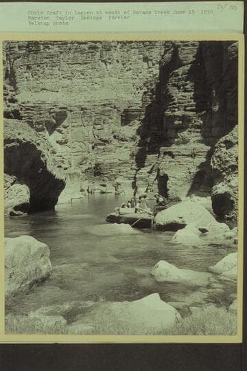 Chris Craft in lagoon at mouth of Havasu Creek; Marston, Taylor, Desloge and Forcier
