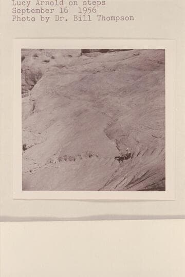 Steps on Schock Trail, Shock Bar, Glen Canyon. Lucy Arnold on steps