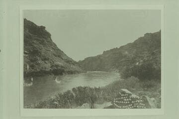 Lower rapids of the Grand River. Brown-Stanton party. The photographer is standing on the left bank of the Grand R. at about Mile 1.4 and looking up to "The Slide" which is between Mile 1.7 and 1.8