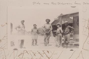 Nequoia Arch Survey. Biddlecome Headquarters, Robbers Roost Country. Lou Chaffin, the Pony Express; Millie Biddlecome, the Poet; Joe Biddlecome, the Boss; Hazel Biddlecome, the Escaped Convict from Salt Lake City; Dick, the Dapper