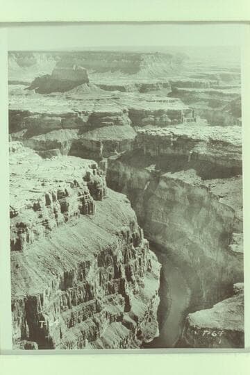 Up Grand Canyon from point over Mile 170. The Dome appears upper left.Side canyon beyond the Dome is Tuckup or 164 Mile Canyon.Side canyon this side of The Dome is Fern Glen Canyon.Point above Dome and to right of center is SB Point