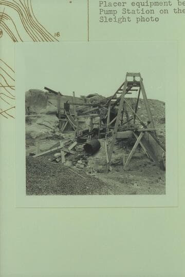Placer equipment below Little Valley. Pump station on the left bank