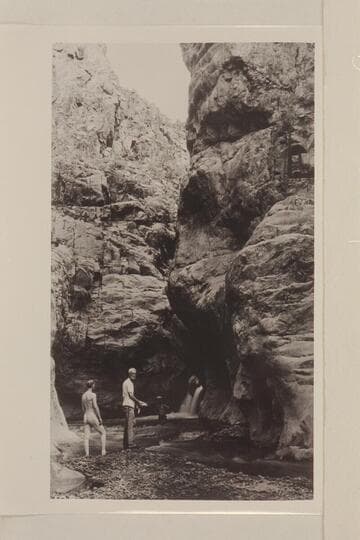 USGS party bathing in Shinumo Creek. Left to right: Stabler; Birdseye; Moore. Lint album