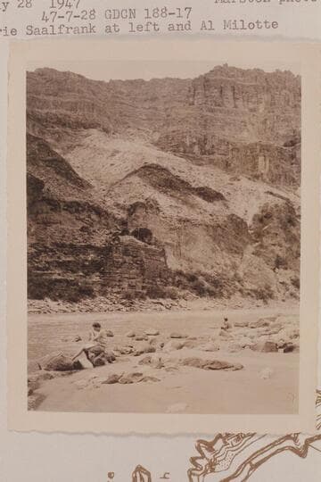 The morning preparations- camp at Whitmore Wash. Marie Saalfrank at left and Al Milotte