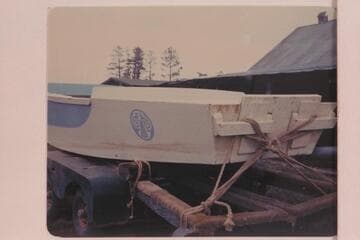 Stern of Frank Wright's punt "Andy". Built in 1958 for work on the San Juan and in Glen Canyon for the Museum of Northern Arizona