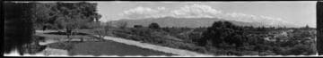 Town, road, and mountains